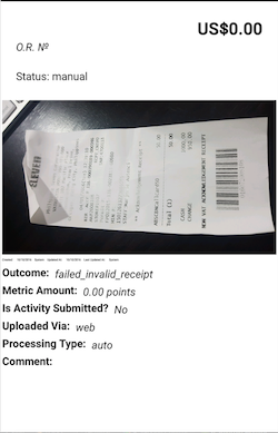 UI Layout of History of Uploaded Receipts